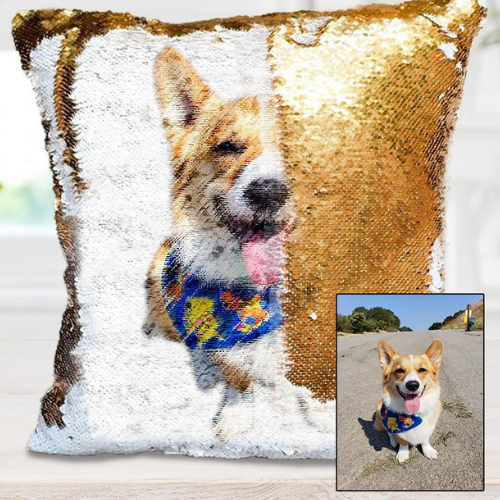 Pasgemaakte Fotokussingsloop Selfdoen Gepersonaliseerde Sequins Liggewende Kussingsloop Kamerversiering Baba Trou Troeteldier Fotos Gedruk