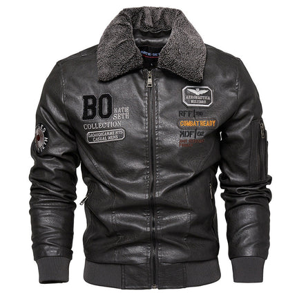 Foreign Trade New Men's Casual Fashion Leather Slim Fit Leather Jacket Coat