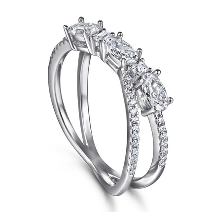 Ringe 925 Silwer Draaiende Kruis Denier Sirkoon Ring Vroue Trou Verloofring