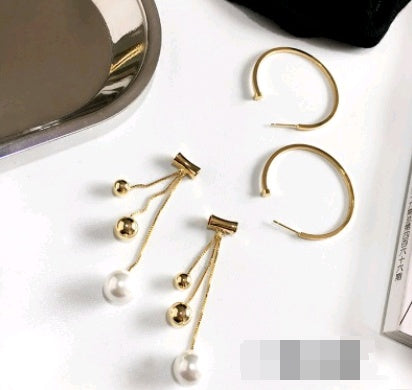 Geometriese sirkeloorbelle vir vroue s925 sterling silwer kwassie langwerpige pêreloorringe modieuse hipoallergeniese oorbelle