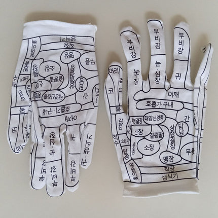 Cotton Human Meridian Acupoint Diagram Massage Gloves