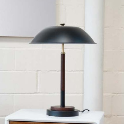 Hoë Kwaliteit Hotel Europese Moderne Bedkassie Dekor Lig Led Tafel Lamp, Cosmiclume Swart Sambreelvormige Tafellamp - Okkerneuthout - Brons 110V