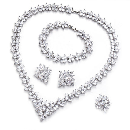 The Dazzling Set Is Handcrafted With Copper And Set With Zircon Stones.