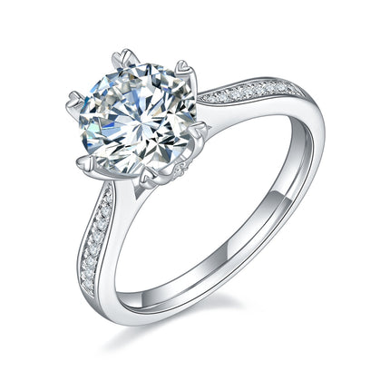 'n 2-karaat Luukse en Modieuse Ligluukse Juweliersware Silwer Ring Versier Met Topgehalte Moissanite, S925 Silwer Geplateer Met Platinum