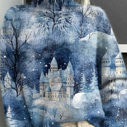 Christmas Abstract Printing Casual Cloak Coat Cardigan Sweater