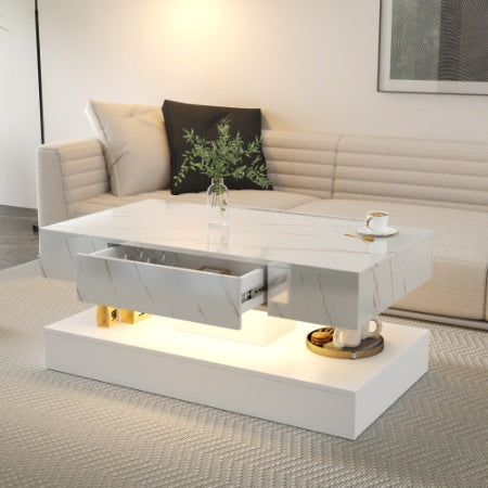 6.93DUIM Hoë LED Koffietafel, Moderne Koffietafel Vir Sitkamer, Sitkamertafels, Groot Sitkamermeubels, LED-Ligte