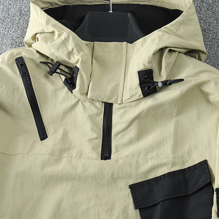 Men's Hip Hop Hooded Workwear Multi-pocket Jacket Charge Jacket