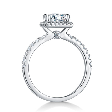 Square Moissanite Set With Top-quality Moissanite Luxury And Fashionable Light Luxury Jewelry Silver Ring S925 Silver Electroplated With Platinum