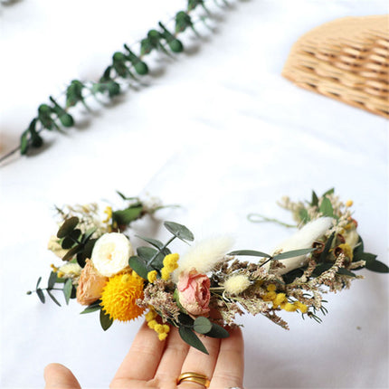 Droë blomme krans bruidshoofbedekking