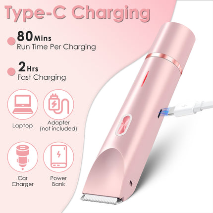 1 Stuk 2-in-1 Bikini-trimmer vir vroue Dubbelkop Koordloos Liggaamskeerder IPX7 Waterdig Herlaaibare Skaamhaarskeermes Nat en Droë Gebruik Vir Bikini Oksel Been Arm Liggaam Gesig