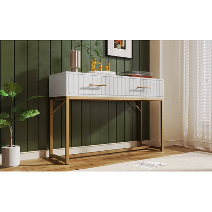 Slaapkamerkaptafel met 2 Laaie 75 Cm Hoog, Laaikas Slaapkamer Hoëkas Wit Sykaste Laaikas Vir Slaapkamer, Wit H76.5 B100 D45 Cm
