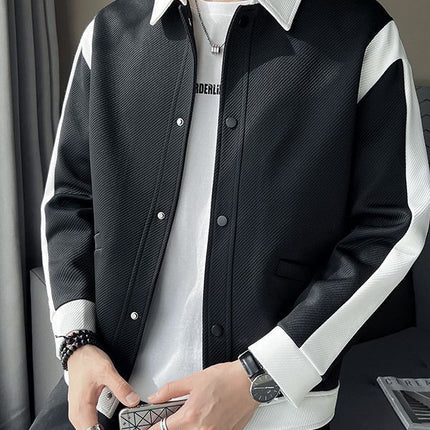Men's Spring And Autumn New Patchwork Polo Collar Top