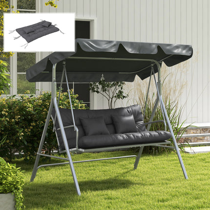 59" Tufted Bench Cushions & Throw Pillows, Replacement Bench Seat Pad, Back & 2 Pillows for Outdoor Furniture, Charcoal