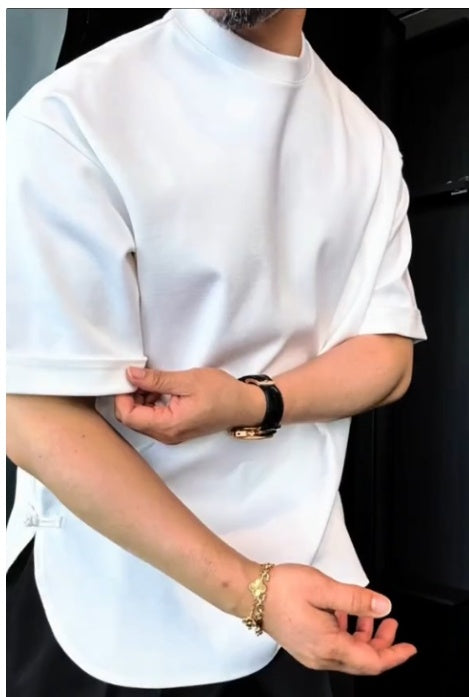 2025 Men's Buttoned Round Hem T-Shirt