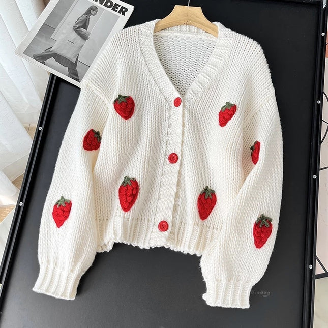 Knitted Cardigan Soft Glutinous Skin-friendly V-neck Sweater