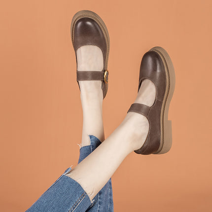 Vintage Mary Jane Dames Klein Leer Skoeisel Met Gespe
