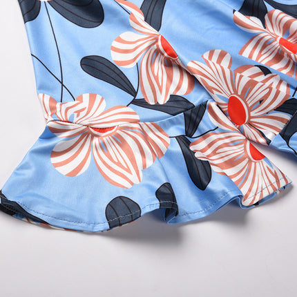 Fashion Women's Sexy Print Dress With Short Sleeves V-neck