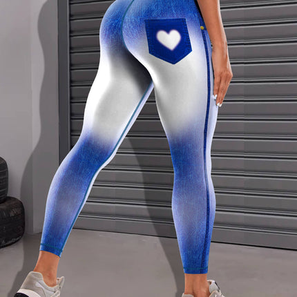 Fashion New Denim Print Yoga Pants Women