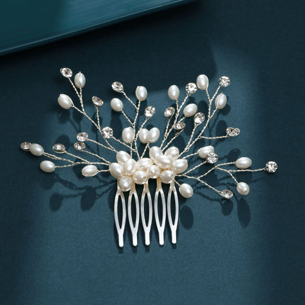 Elegante Blom-, Blare-, Pêrel- en Strass-Haarkam vir Troues