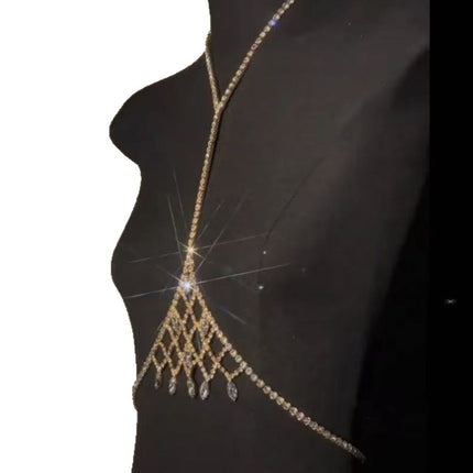 Luxury Rhinestone Mesh Pendant Men's Women's Chest Chain