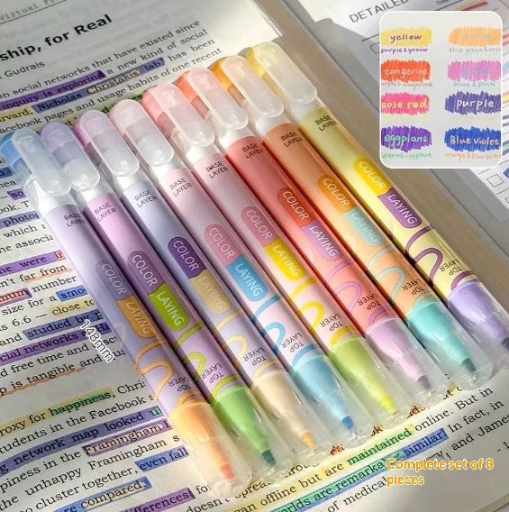 Color-over-color Dual-tip Highlighters, Student-grade Colored Markers