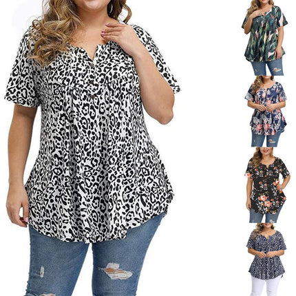 Summer Women's Boho V Neck Slim Print Short Sleeves