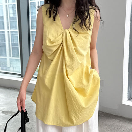 Round Neck Design Three-dimensional Twisted Vest Top