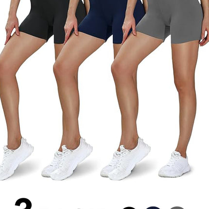 Leggings - 3 Points High Waist, 3 Pairs Of Black, Zhangqing, Dark Gray