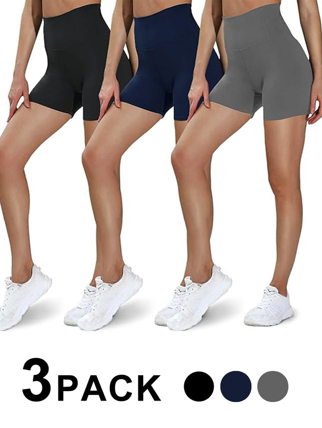 Leggings - 3 Points High Waist, 3 Pairs Of Black, Zhangqing, Dark Gray