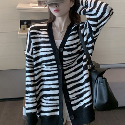 Zebra print knit top coat