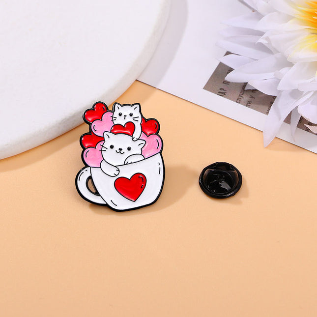 Kreatiewe Tekenprent Koppie Katjie Broche Oulike Liefdeshart