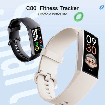 C80 Slim AMOLED-skerm Krag Hartklop Bloedsuurstofmonitering Armband