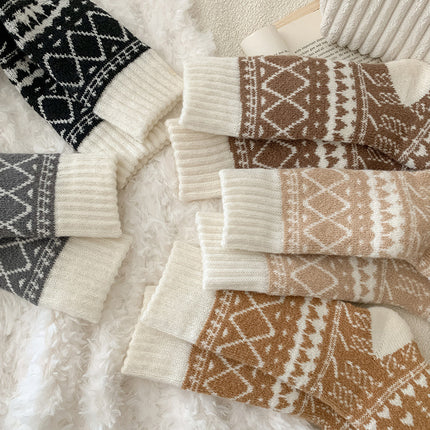 Winter Warm Cashmere Socks Fleece-lined Thick Mid-calf Length Socks