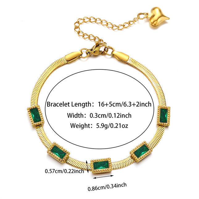 Womens Stainless Steel Fashionable Multi-Zircon Blade Chain Bracelet