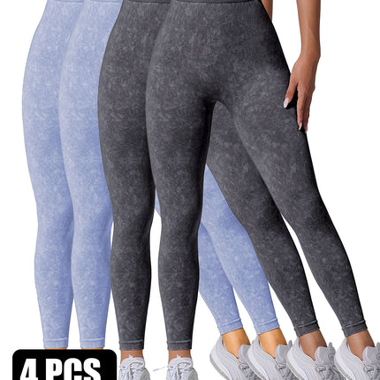 4 Pieces Scrunch Butt Lifting Workout V Back Leggings