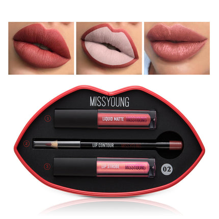 Vroue Se Matte Pêrel Lipglans Lipstiffie Pen Stel