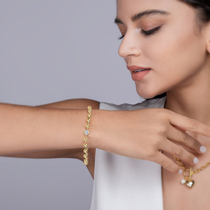 1-carat Luxury And Fashionable Light Luxury Trend Jewelry Silver Bracelet Set With Top-quality Moissanite, S925 Silver Electroplated With Gold