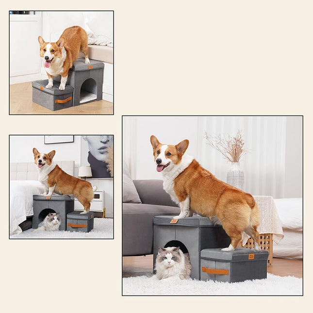 Foldable Pet Storage Stairs Dog Steps Ladder