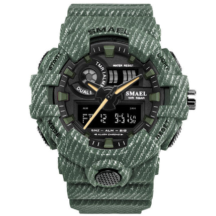 Skokvaste Militêre Mans Mode Waterdigte Chronograaf Liggewende Elektroniese Horlosie