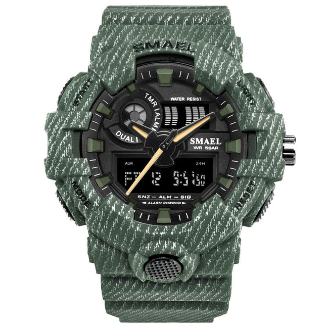 Skokvaste Militêre Mans Mode Waterdigte Chronograaf Liggewende Elektroniese Horlosie