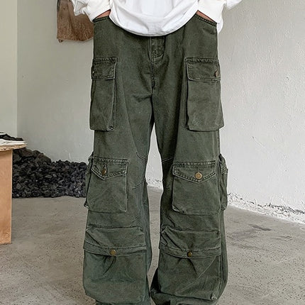 Multi-pocket Overalls Men's Niche Tide Brand Wide Leg Trousers