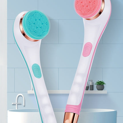 Electric Bath Brush Silicone Back Scrubber USB Rechargeable 2 Speeds Rotating Shower Brush Spa Waterproof Body Cleaning Brush
