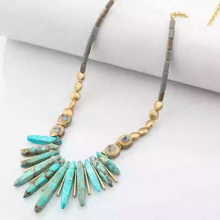 Boheemse-styl Minimalistiese Geometriese Natuursteen Halsketting
