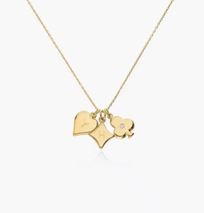 Willow Card Initials Necklace With Diamond Stainless Steel Charm