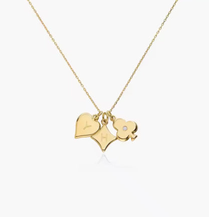 Willow Card Initials Necklace With Diamond Stainless Steel Charm