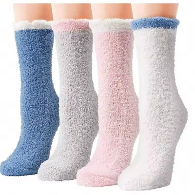 Thickened Thermal Coral Fleece Twist Women's Socks Pile Style Middle Tube