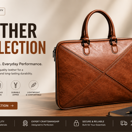 Premium Leather Laptop Carry Case | Business & Travel Briefcase