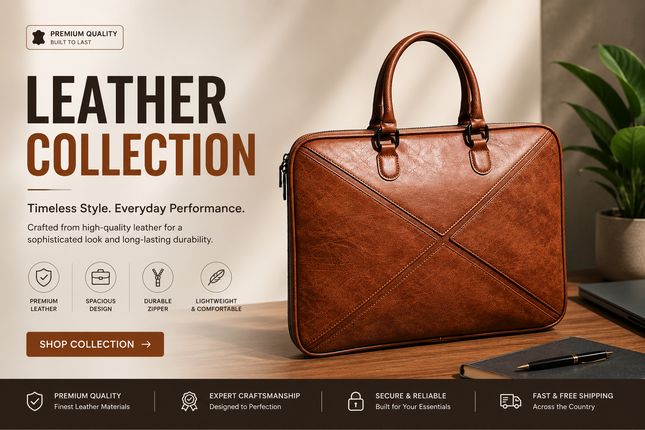 Premium Leather Laptop Carry Case | Business & Travel Briefcase