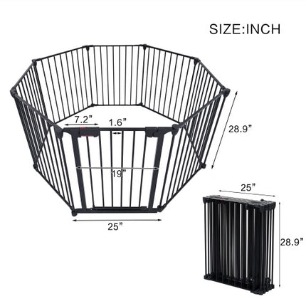 200 Adjustable Safety Gate 8 Panels Play Yard Metal Doorways Fireplace Fence Christmas Tree Fence Gate For House Stairs Gate Prohibited Area Fenc