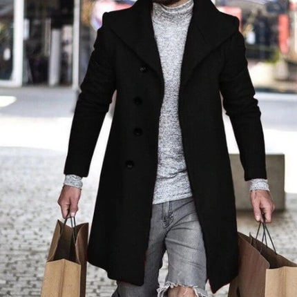 Woolen Coat Mid Length Men's Trench Coat